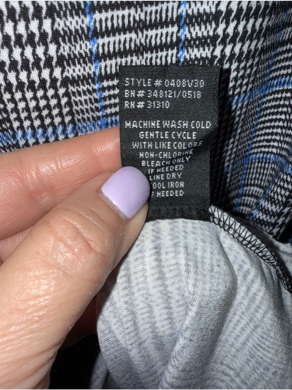 ALYX Women's XXL 3/4 Sleeve Top Houndstooth Plaid Black Multi Open Sleeve